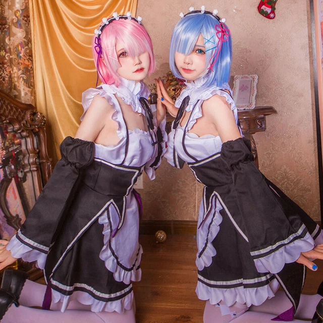 Animer Costume Cosplay Set Ram/Rem Qualità Anime Convention Maid DreH7
