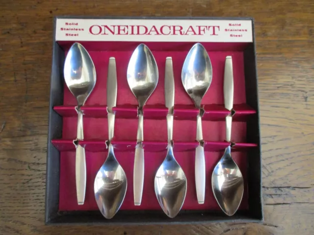 Vintage Oneidacraft Coffee Spoons Set of 6 In Box Oneida Ballad Stainless Steel