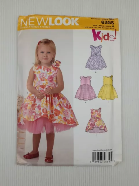 New Look Sewing Pattern 6355 Toddlers Dress Pattern in 4 styles Size 1/2-4 NEW