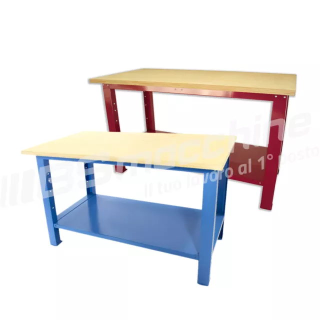 Banco da lavoro SOGI 1,5 metri con piano in legno portata 1000 kg - blu/rosso