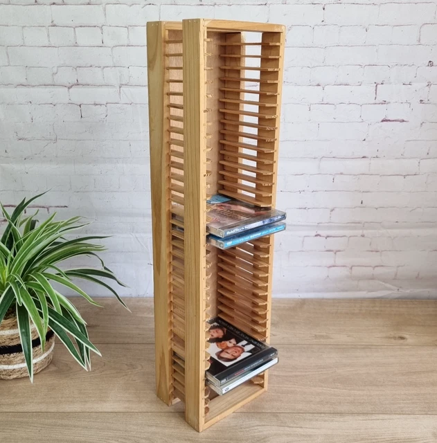 IKEA BOALT WOODEN CD Storage Tower Rack Stores 35 CDs 59cm Tall