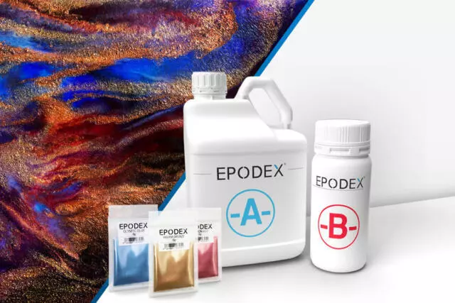 FR EPODEX® 2K Résine époxy 2K | Pigments métallisés | Epaisseur 10cm