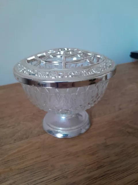 Vintage Mayell Rose Bowl Cut Glass And Silver Plated EP On Zinc  (142glC)