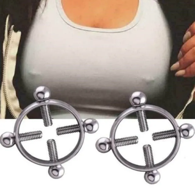 PAIR ADJUSTABLE SCREW Non-Piercing Fake False Nipple Ring Shield Body £3.99  - PicClick UK