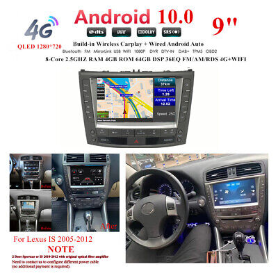 9" 6+128G Radio Stereo Auto GPS Navi FM AM MIRROR LINK DAB per Lexus è 2005-2012 