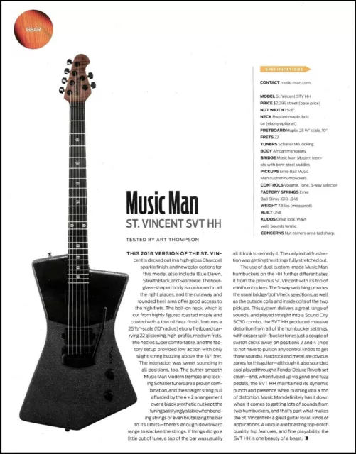 Ernie Ball Music Man St. Vincent SVT HH black guitar sound check review article