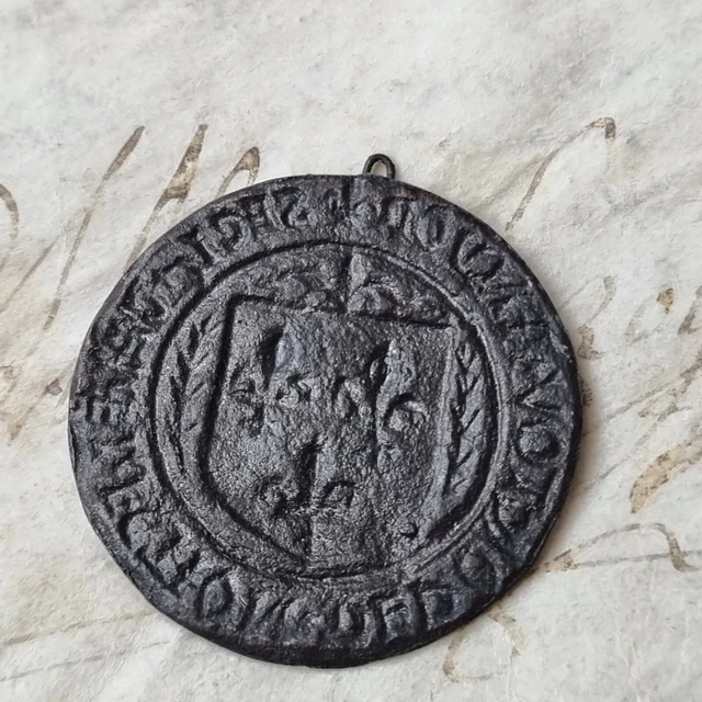 Matrice Sceau Ancien Cachet Armoiries Fleurs de Lys A Déterminer Sigillographie