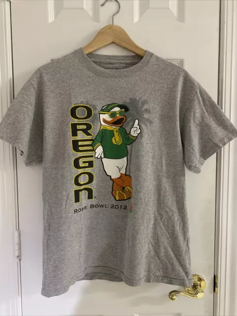 Vintage OREGON DUCKS ROSE BOWL 2012 GRAY T-SHIRT Size MEDIUM M GC