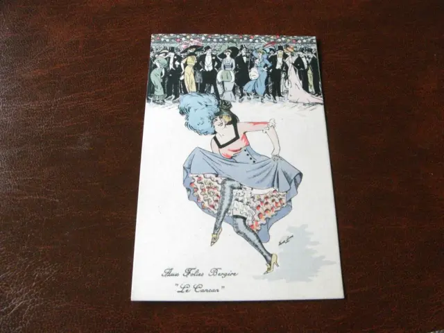 Original Xavier Sager Art Nouveau Glamour Risque Postcard - Folies Bergere.