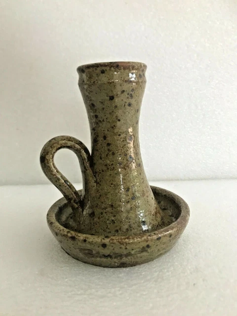 bougeoir coupelle en grès  signature a identifier artisanat poterie céramique