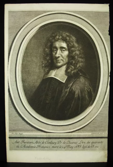 Antoine Furetière (1620-1688) Abate Di Chalivoy Sc Gérard Edelinck XVIII Di Seve