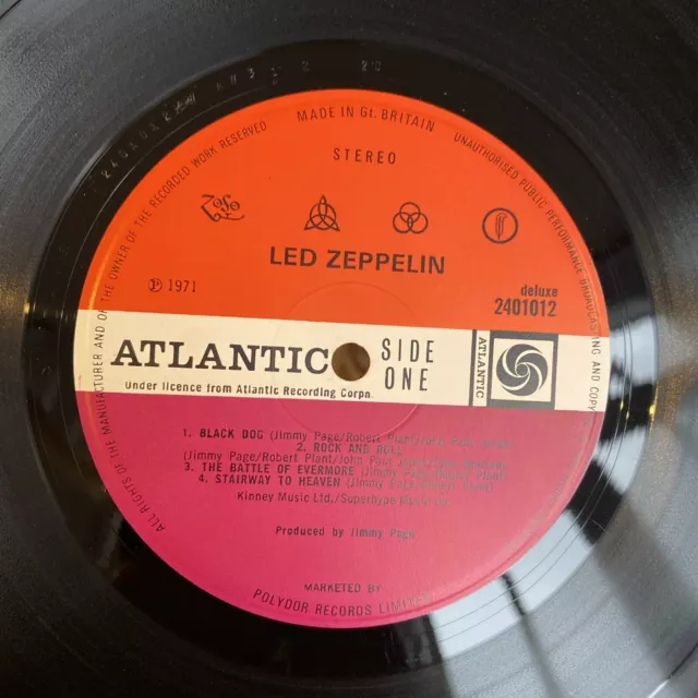 LED ZEPPELIN IV - PLUM LABEL 1st PRESS 1971  Vinyl LP A3 / B4 PORKY PECKO DUCK