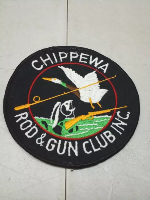 Vintage Chippewa Rod And Gun Club Inc Patch Wisconsin Large Hunting Fishing