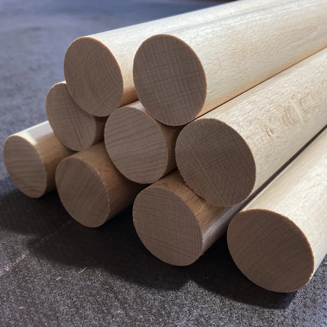 Rundstab Buche Ø 15 bis 50mm x 100cm, Holzrundstab, Rundstäbe Holz