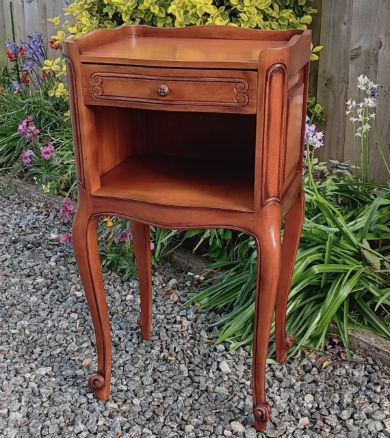 Attractive French Vintage Wooden Bedside Table / Cabinet