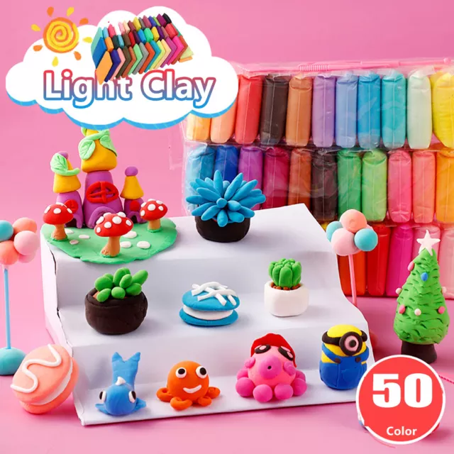 50 Colours Polymer Clay Fimo DIY Soft Clay Set Molding Craft Oven Bake Cla Kids