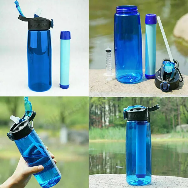 Outdoors Survival 3-Stage Water Filter Purifier Bottle Camping Survival Tool