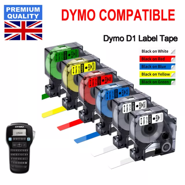 Dymo Compatible  D1 Label Tape 45013 45016 45017 45018 for Dymo 160 280 9/12mm