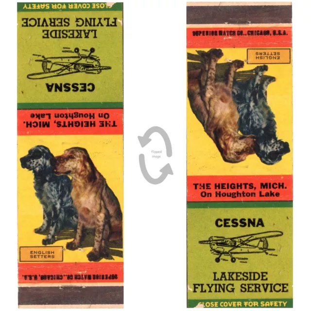 Vintage Matchbook Cover Lakeside Flying Service The Heights MI Cessna airplane