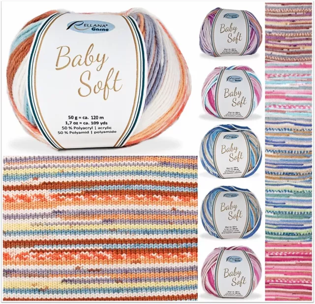 50g Rellana Baby Soft Wolle Garn zum Stricken Häkeln GP 49,80€/1kg