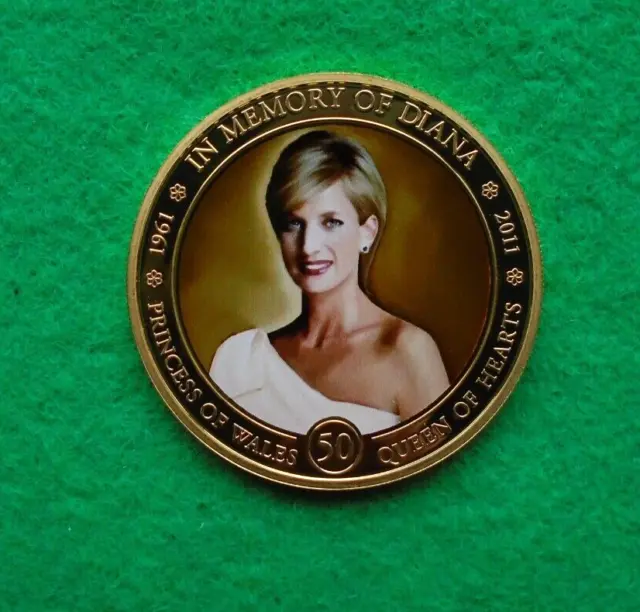 2011 Isole Cook Princess Diana Moneta Proof Commemorativa placcata in oro