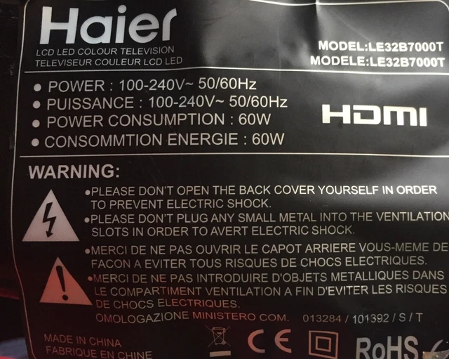 HAIER LE32B7000T TOUTES Pièces