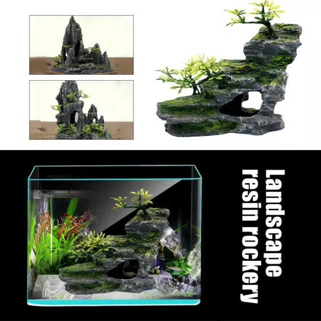 Aquarium Mountain Artificial Resin Stone Rock Reef Cave Fish Tank Ornament Decor
