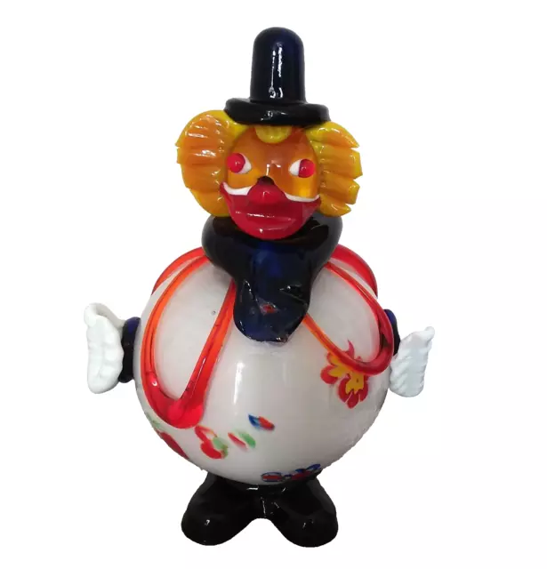 Vintage Murano Hand Blown Glass Multicolored Clown Figurine