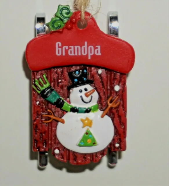 Ganz Sled Christmas Ornament Red Sleigh Snowman Personalized Choose Name NWT 3