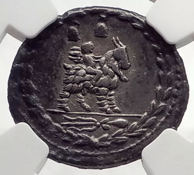 Roman Republic 85BC Ancient Silver Coin VEJOVIS Genius Zeus Mom Goat NGC i71031