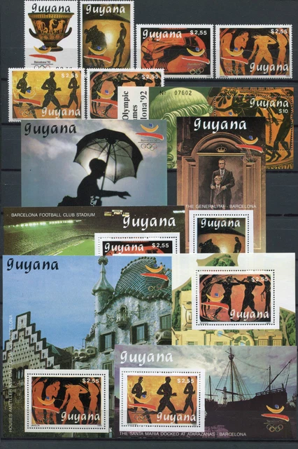 Guyana 1989 Olympiade Olympics Barcelona 3064-3069 Block 63 und 65-70 MNH
