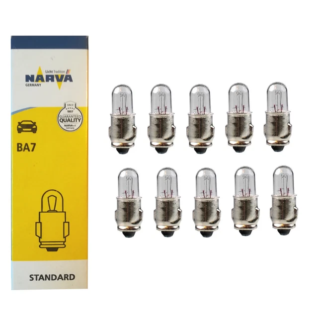 Lot De 10 Ampoules à Incandescence Ba7s 12V 2W - Pour éclairage Tableau De Bord, Lampe Témoin - Dimensions 6.8x20.7 Mm - 6