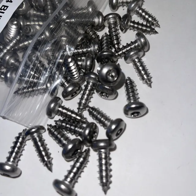 Lot of 50 Stainless Security Button Pin Head Sheet Metal Screws #14 x 3/4 Torx