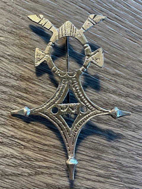 Broche Croix Touareg Ancienne En Argent Avec Poinçons - Bijou Ethnique Vintage