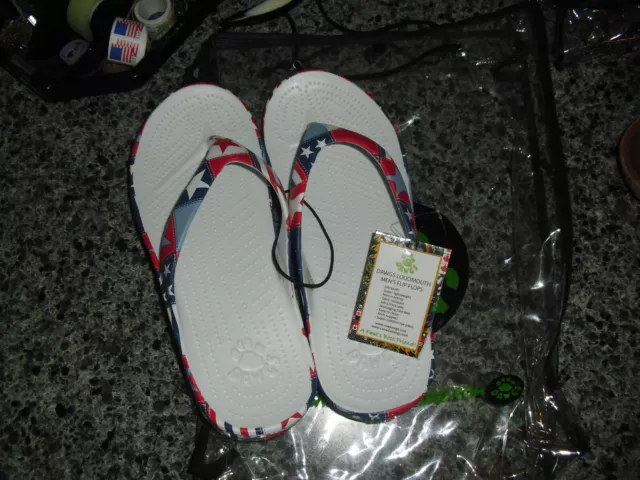 Nwt Dawgs Loudmouth Men's Flip Flop Sz 9 "Betsy Ross" Red/White/Blue