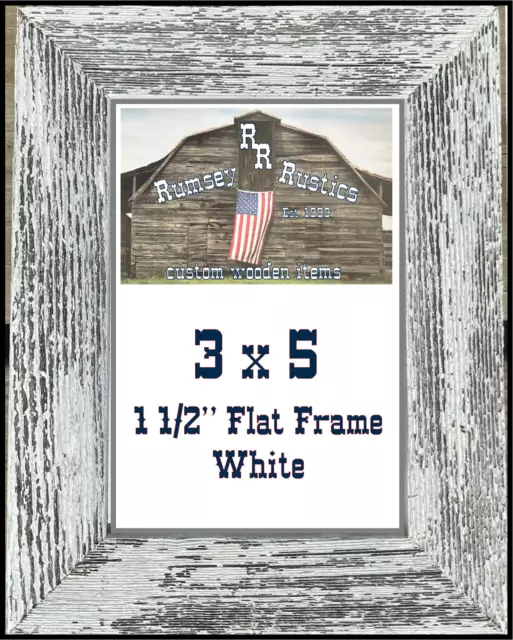 3x5" White primitive rustic barn recycled picture frame distressed wood 3 x 5