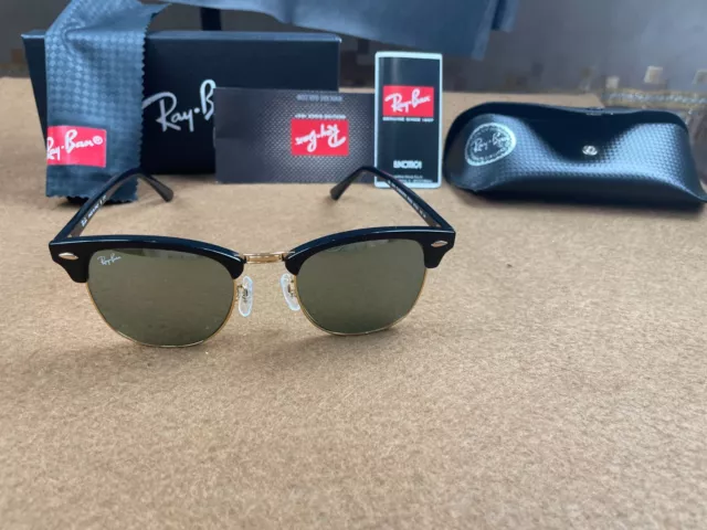 Ray-Ban RB3016 Sunglasses CLUBMASTER Gold/Green