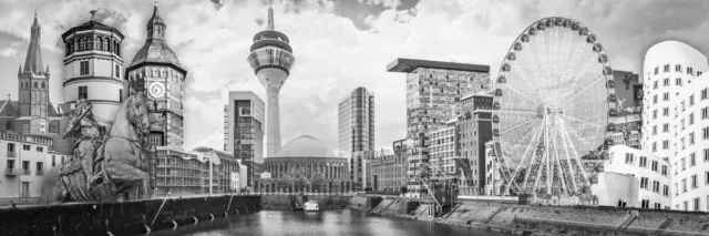 Modern Art Panorama Bild Düsseldorf Skyline 150x50cm gebraucht