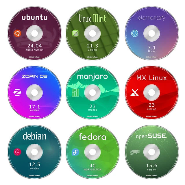 Linux Dvd 9 MOST POPULAR Linux Distros on 9 DVDs Ubuntu, Mint, Zorin, manjaro ...