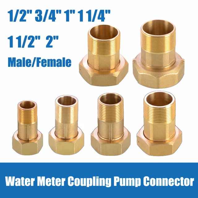 1/2& BRASS PIPE Fitting Male/Female Threaded Water Meter Coupling Pump ...