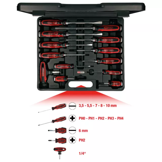 KS Tools bouchons à chocs jeu de tournevis 13 pièces avec poignée en T pistolet 151.1150