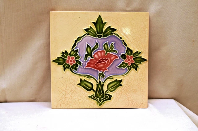Antique Tiles Art Nouveau Ceramic Majolica Saji Japan Architectural Decorativ"A5