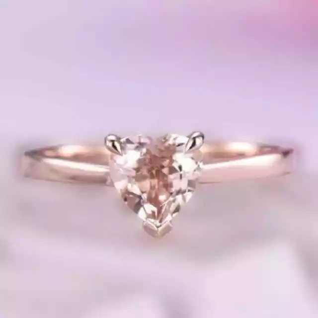 MORGANITE SOLITAIRE RING in 14K Rose Gold Plated Sterling Silver ...