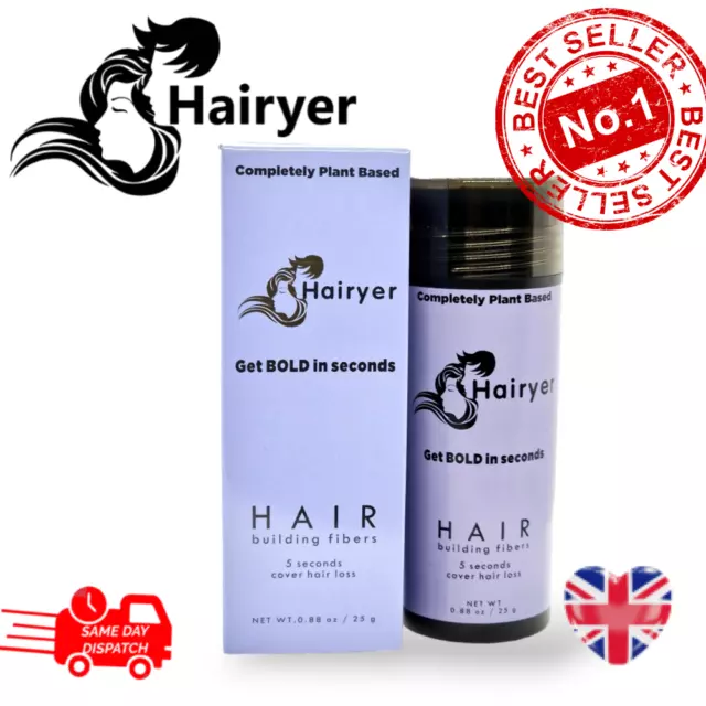 Hairyer Hair Building Fibres 27.5g Fibers Hair Loss Solution- Toppik Compatible