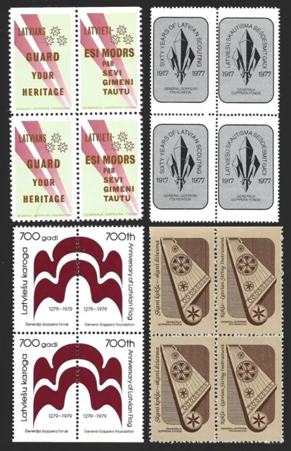 Canada 1975-1979 Latvian Scouts in Exile Gen. Goppers Found., Latvia BLOCKS VFNH