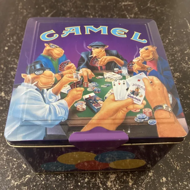 1994 Vintage Camel Cigarettes Tin With Poker Set w/Chips & 2 Card Decks Unopened