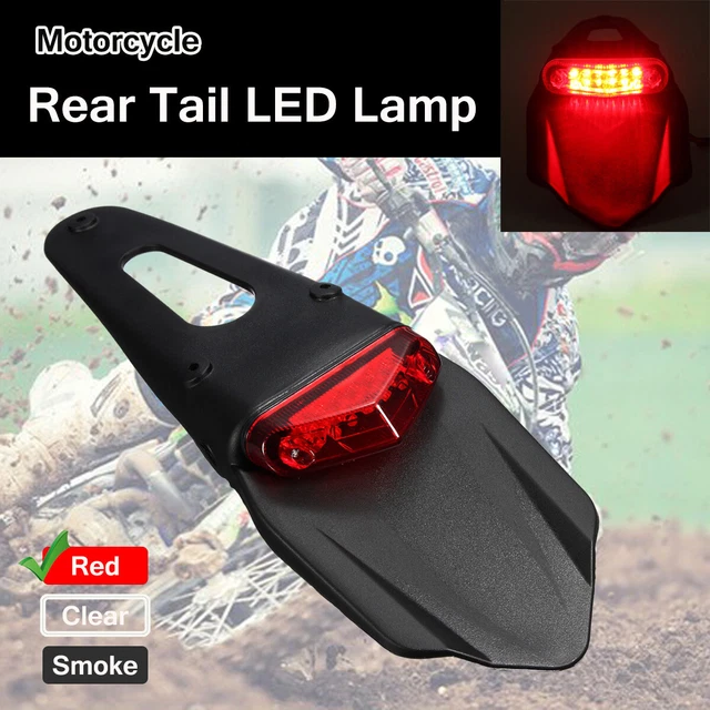 Motorcycle Motorcross Tail Light Dirt Bike Fender LED Universal Enduro Off-Road.