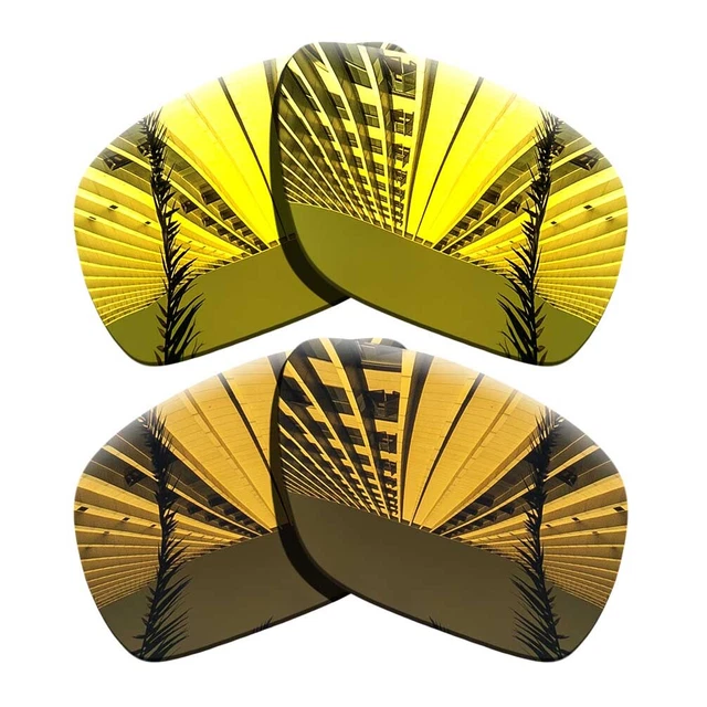 2 Pairs Polarized Lenses Replacement For-Oakley Dispatch 1-Golden+Copper Gold