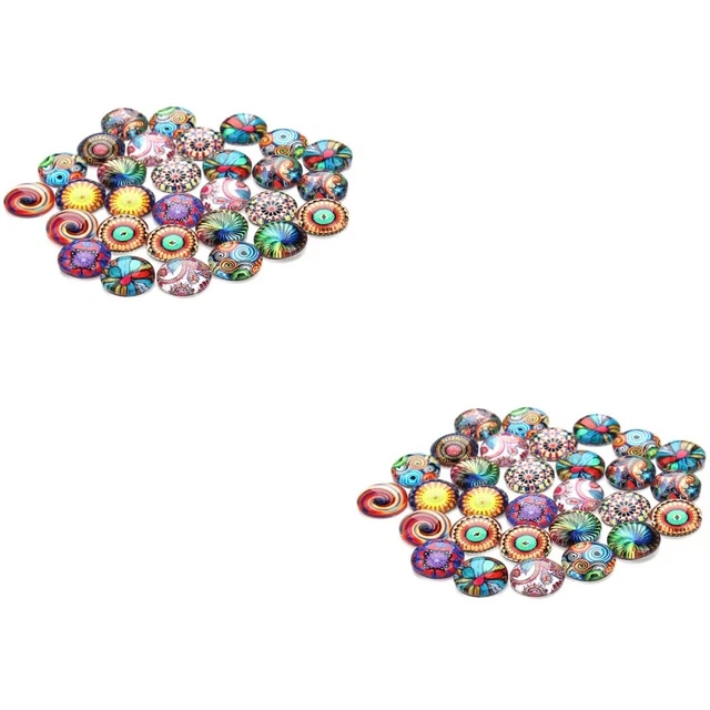 2x Runde Mosaik Fliesen Cabochons für Schmuck Machen Flatback Verzierungen