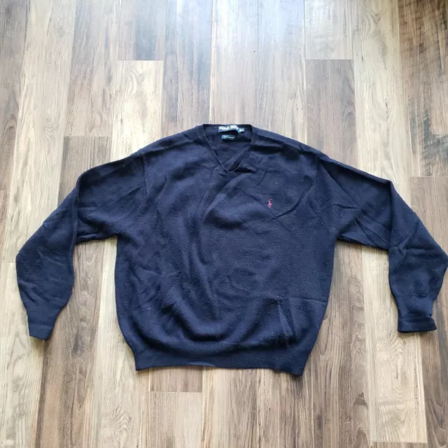 Vintage Polo Ralph Lauren Lambswool Polo Sweater Mens XL Blue